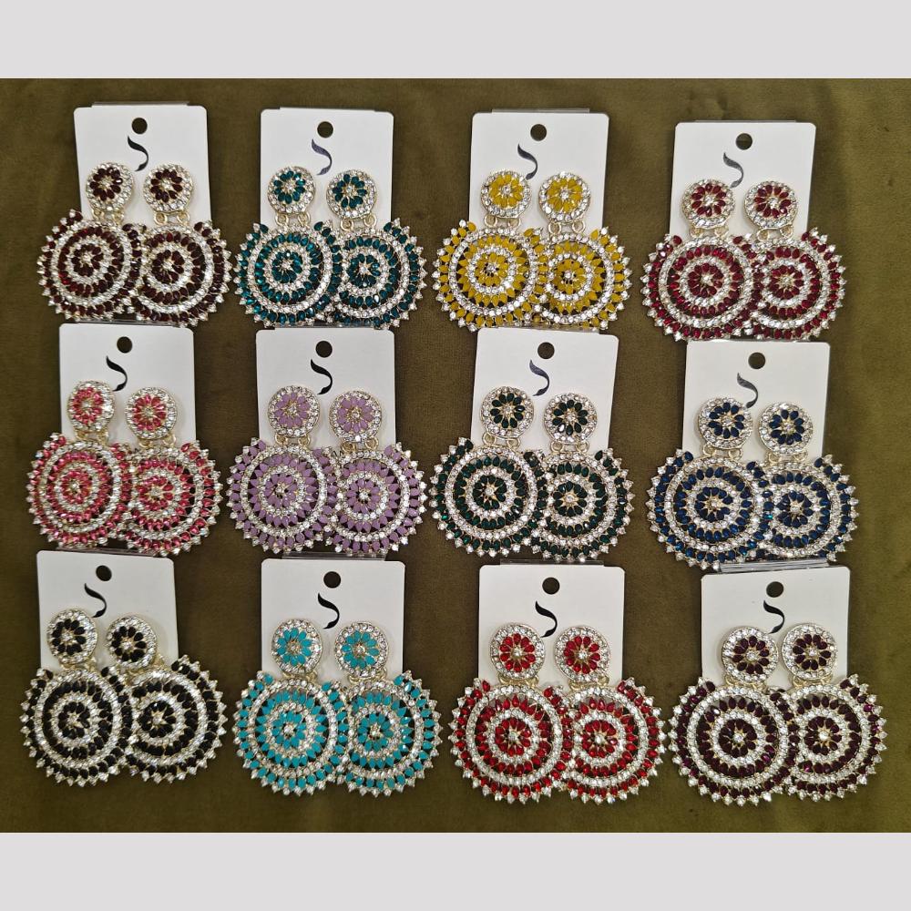 Dhwani Premium Crystal Stone Dangler Earrings (Pack of 12)
