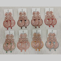 Dhwani Sparkling Austrian Stone Dangler Earrings with Beads (Pack of 8)