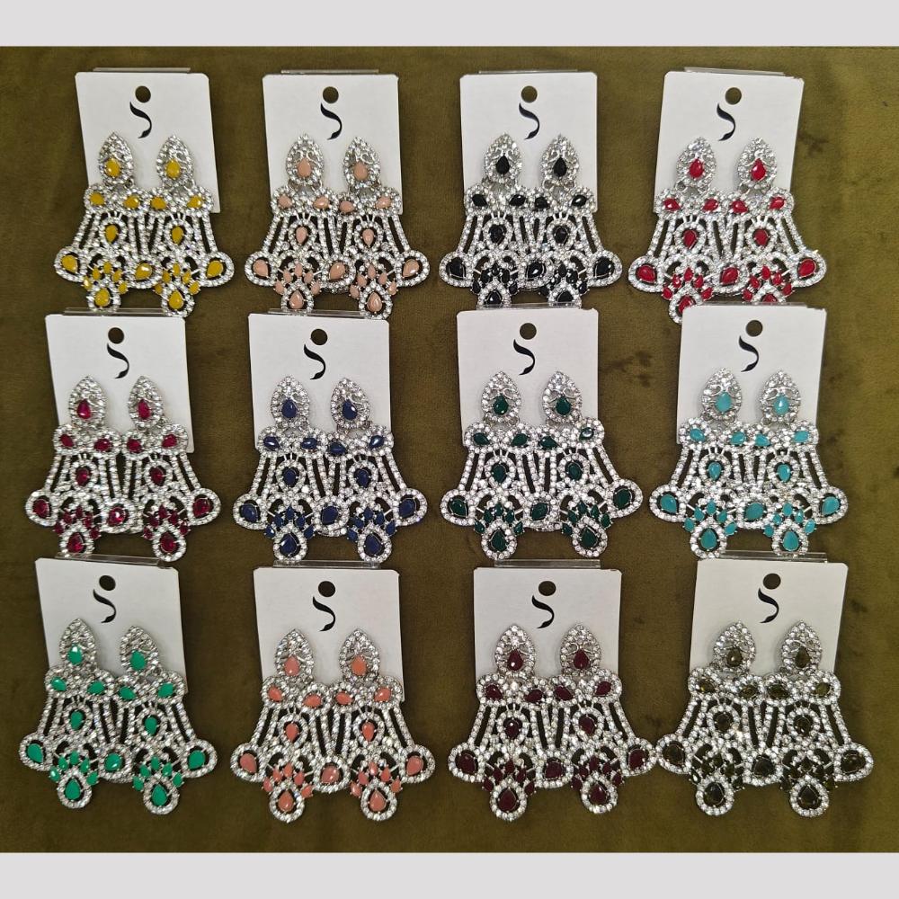 Dhwani Premium Crystal Stone Dangler Earrings (Pack of 12)