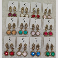 Dhwani Elegant Pota Stone And Austrian Stone Dangler Earrings (Pack of 12)