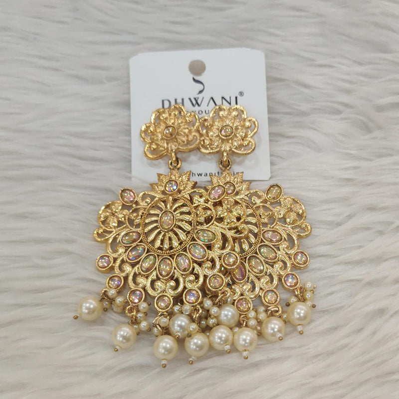 Dhwani Gold Plated Kundan Stone And Pearl Dangler Earrings