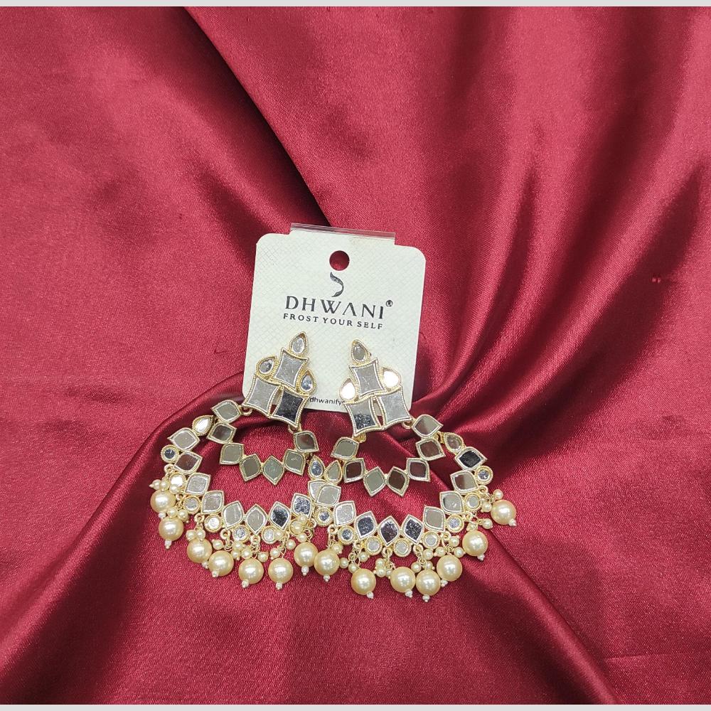 Dhwani Gold Plated Mirror And Pearl Dangler Earrings