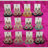 Dhwani Crystal Stone And Austrian Stone Beads Dangler Earrings (Assorted Color)