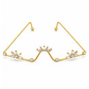 EtnicoFashion Gold Plated American Diamond Facelet Rimless Chainless Lensless Glasses Eyewear Statement Party Accessory for Women & Girls (F001)