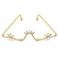 EtnicoFashion Gold Plated American Diamond Facelet Rimless Chainless Lensless Glasses Eyewear Statement Party Accessory for Women & Girls (F001)
