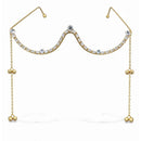 EtnicoFashion Gold Plated American Diamond Facelet Rimless Lensless Glasses Eyewear with Decorative Chains and Ghungroo Statement Party Accessory for Women & Girls (F004)