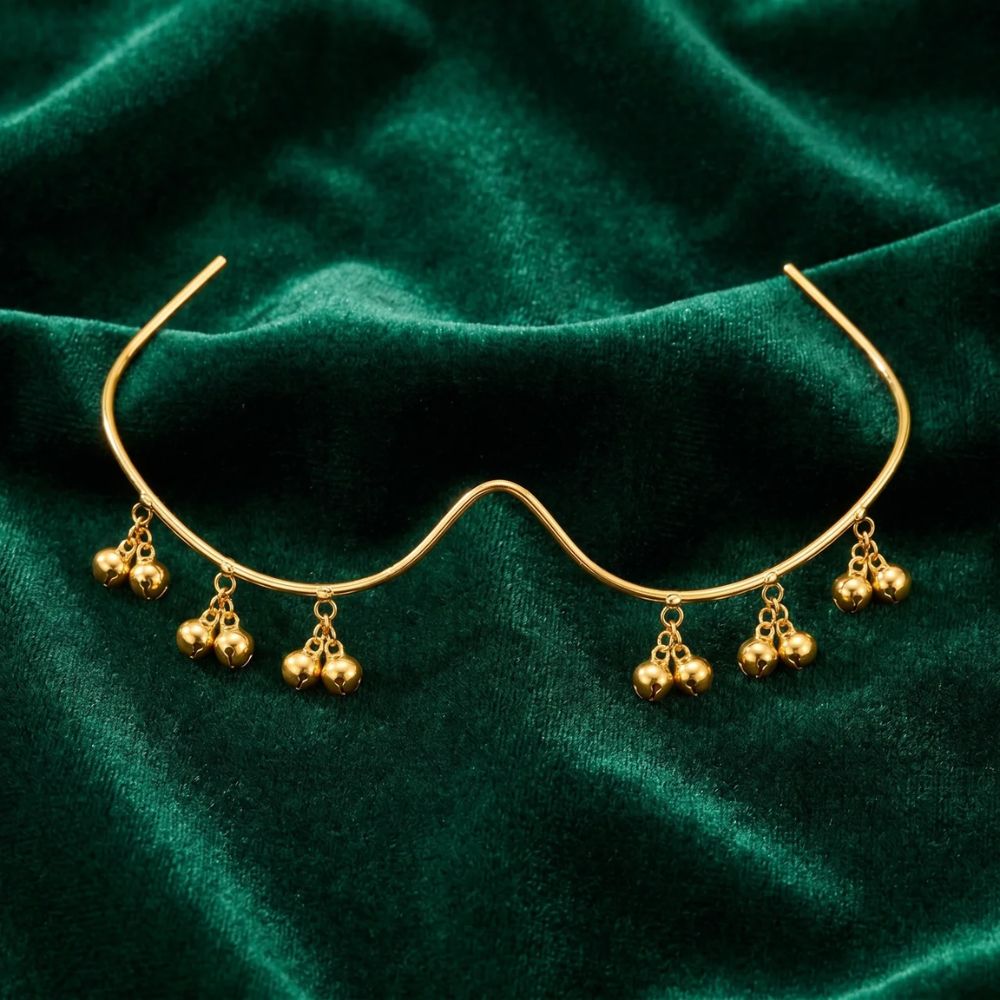EtnicoFashion Gold Plated Bell Charm Facelet Rimless Chainless Lensless Glasses Eyewear Statement Party Accessory for Women & Girls (F007)