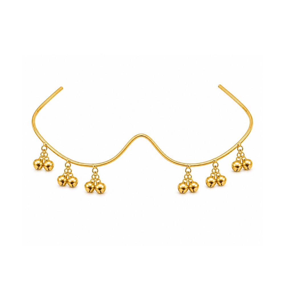 EtnicoFashion Gold Plated Bell Charm Facelet Rimless Chainless Lensless Glasses Eyewear Statement Party Accessory for Women & Girls (F007)