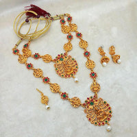 Darshana Jewels Maroon Stone Double Copper Necklace Set