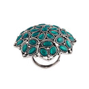 Etnico Ethnic Silver Oxidized Kundan Work Round Adjustable Finger Ring for Women (FL204GG)