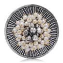 Etnico Silver Oxidised Ethnic Adjustable Brass Finger Ring Embellished With Ghungroo And Pearl (Fl220Ox)