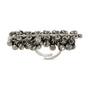 Etnico Silver Oxidised Adjustable Finger Ring Embellished With Ghungroo For Women (FL221OX)