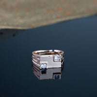 Etnico Stylish Rose Gold Plated Cubic Zirconia American Diamond Adjustable Finger Ring For Men & Boys (FL233RG)
