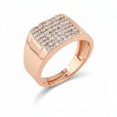 Etnico Stylish Rose Gold Plated Cubic Zirconia American Diamond Adjustable Finger Ring For Men & Boys (FL235RG)