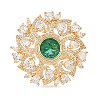 Etnico Gold Plated Special Stylish Latest Fashionable Design Floral CZ American Diamond Adjustable Finger Rings For Women & Girls (FL241G)