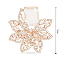Etnico Rose Gold Plated Special Stylish Latest Fashionable Design Floral CZ American Diamond Adjustable Finger Rings For Women & Girls (FL242W)
