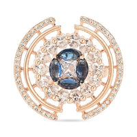 Etnico Rose Gold Plated Pink CZ American Diamond Round Princess Cut Adjustable Finger Rings For Women (Blue)