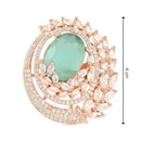 Etnico Rose Gold Plated CZ American Diamond Stylish Floral Shape Dazzling Adjustable Brass Finger Ring (FL247Min)