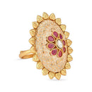 Etnico Gold Plated Traditional Meenakari Floral Design Brass Adjustable Finger Ring For Women (FL250)