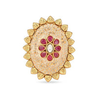 Etnico Gold Plated Traditional Meenakari Floral Design Brass Adjustable Finger Ring For Women (FL250)