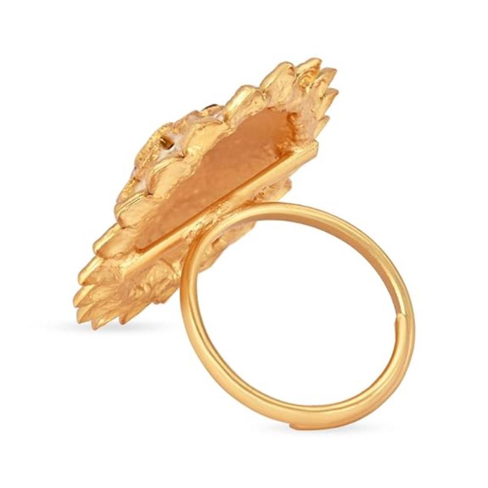 Etnico Gold Plated Traditional Meenakari Floral Design Brass Adjustable Finger Ring For Women (FL250)