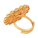 Etnico Gold Plated Traditional Meenakari Floral Design Brass Adjustable Finger Ring For Women (FL253)