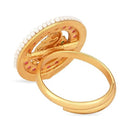 Etnico Gold Plated Traditional Brass Peacock Design Pearl Border Adjustable Finger Ring For Women (FL255)