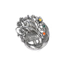 Etnico Oxidised Adjustable Floral Design Ring with Multicolour Stones (FL282OX)