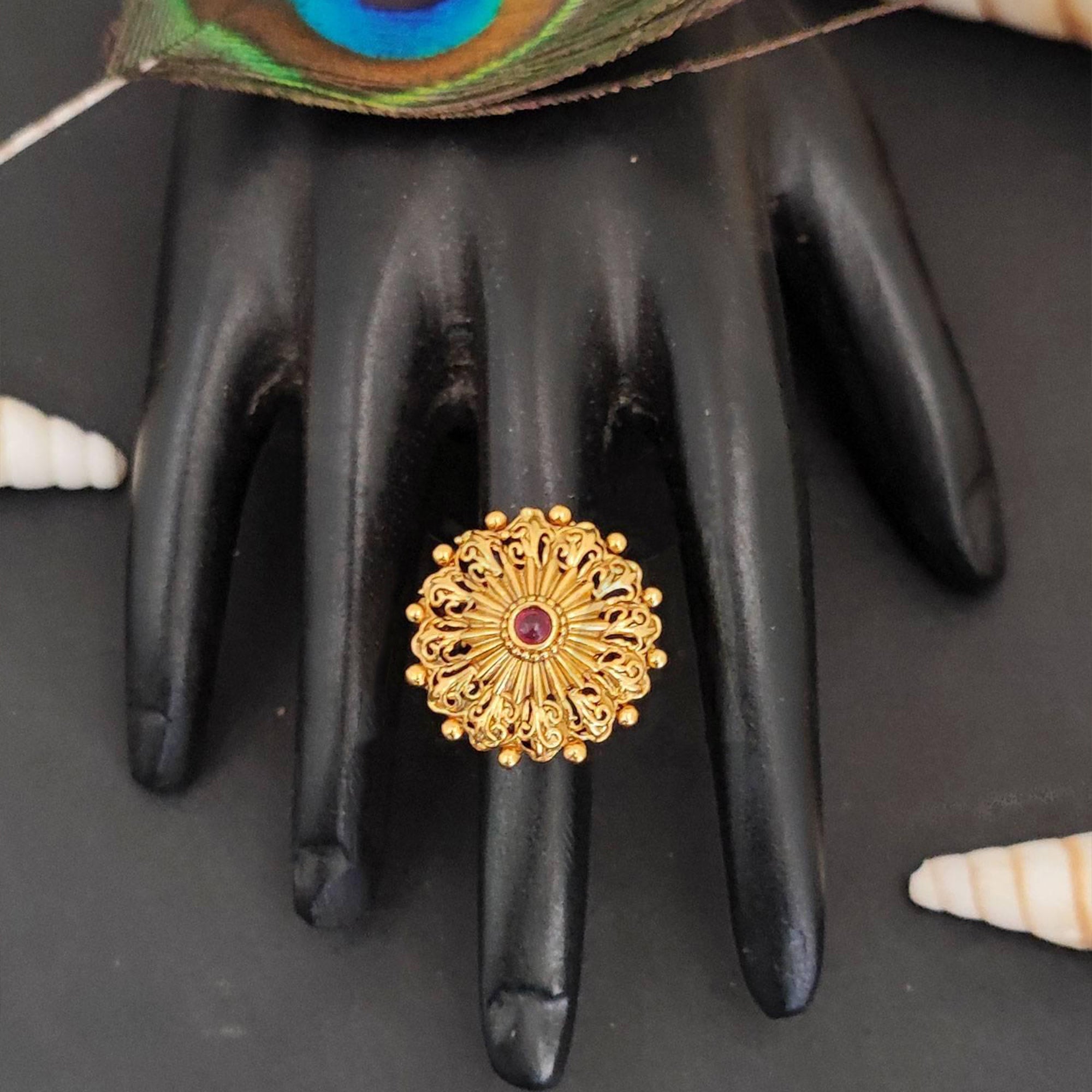 Js Fashion High Gold Royal Pota Stone Designer Ring