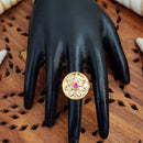 Js Fashion High Gold Royal Kundan And Pota Stone Designer Ring
