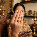 Js Fashion Heritage High Gold Kundan Stone And Meenakari Ring