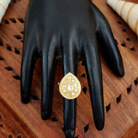 Js Fashion Heritage High Gold Kundan Stone And Meenakari Ring