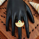 Js Fashion Heritage High Gold Kundan Stone And Meenakari Ring