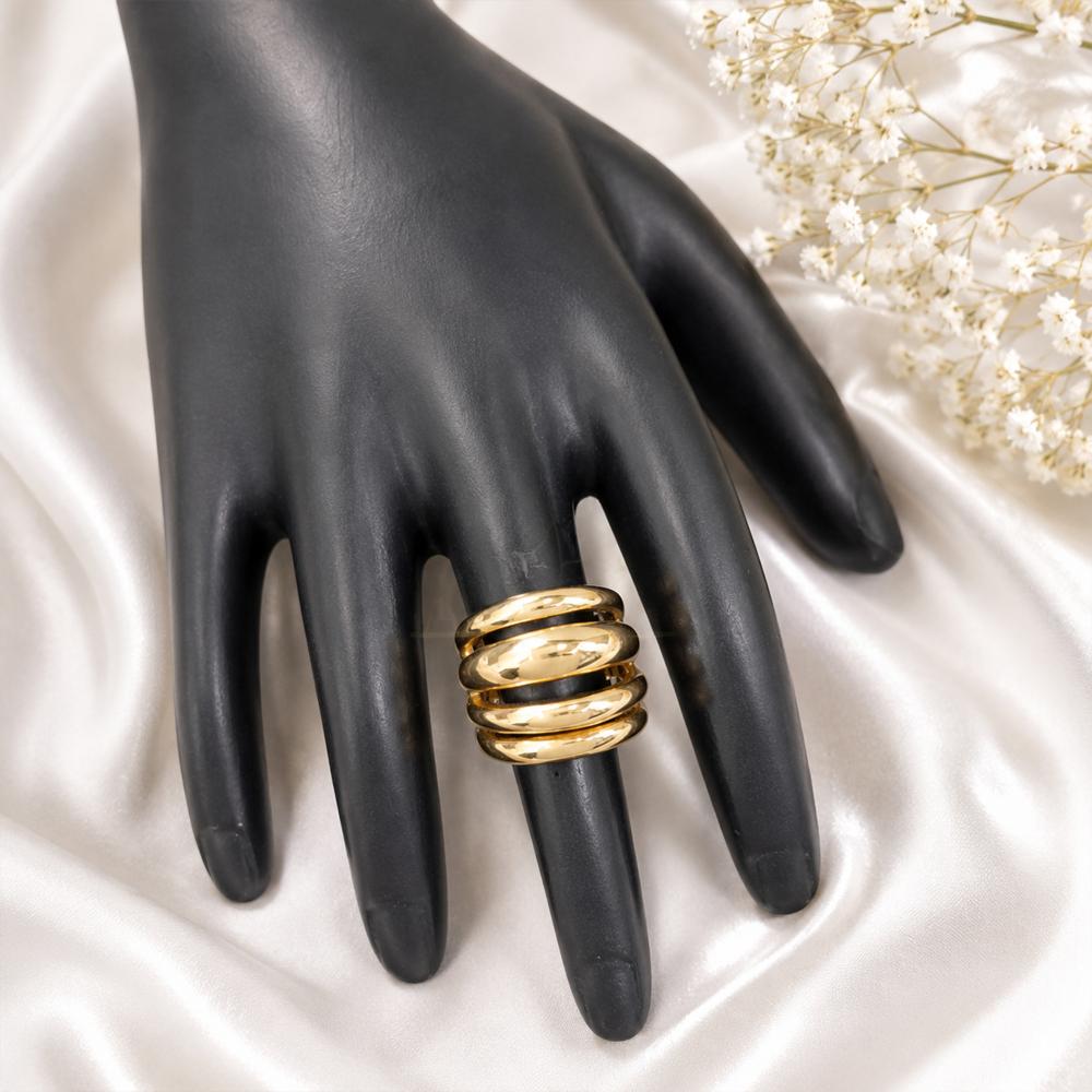 Js Fashion  Anti Tarnish Fancy High Gold Statement Ring for Women