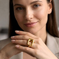 Js Fashion  Anti Tarnish Elegant Lock Style Designer Adjustable Ring