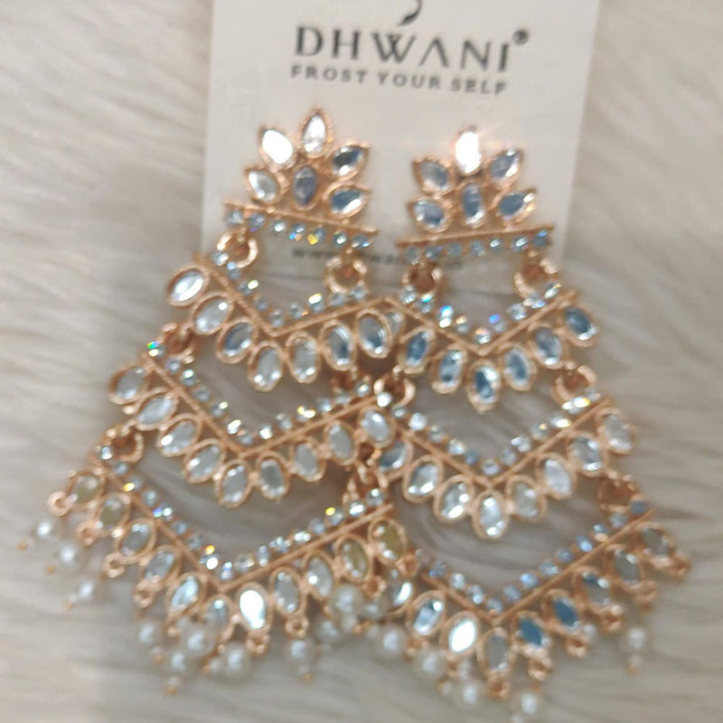Dhwani Rose Gold Plated Austrian Stone And Pearl Dangler Earrings