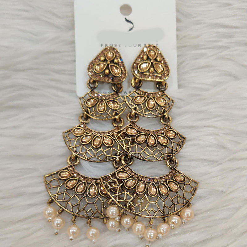 Dhwani Gold Plated Kundan Stone And Pearl Dangler Earrings