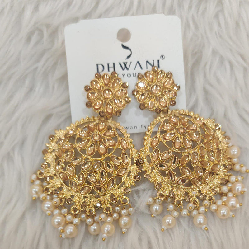 Dhwani Gold Plated Kundan Stone And Pearl Dangler Earrings