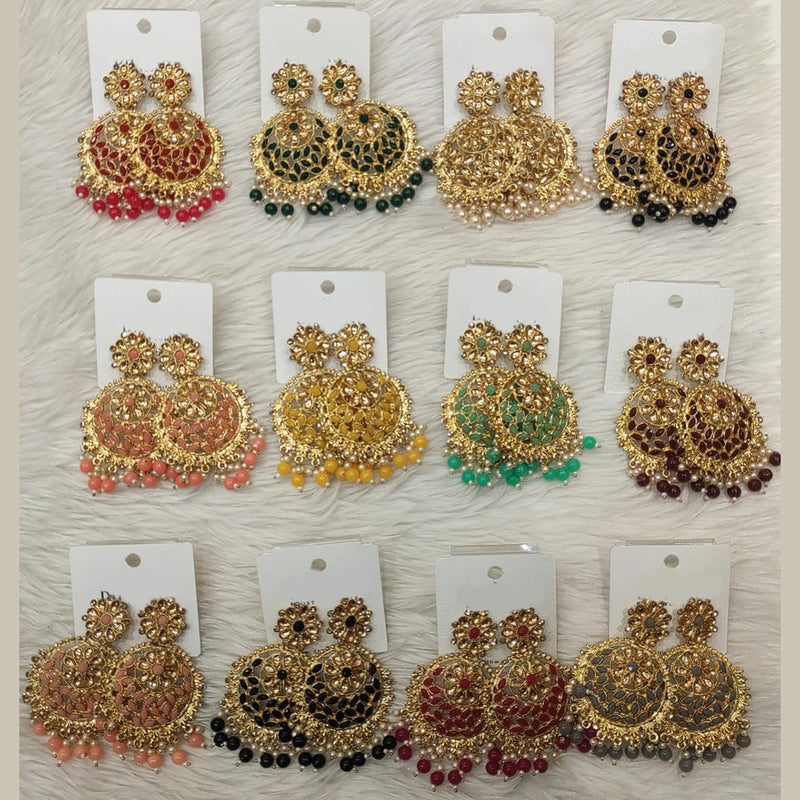 Dhwani Gold Plated Kundan Stone Dangler Earrings (Assorted Color)