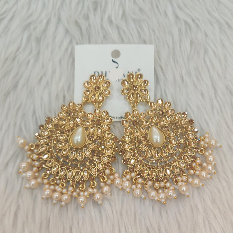 Dhwani Gold Plated Kundan Stone And Pearl Dangler Earrings