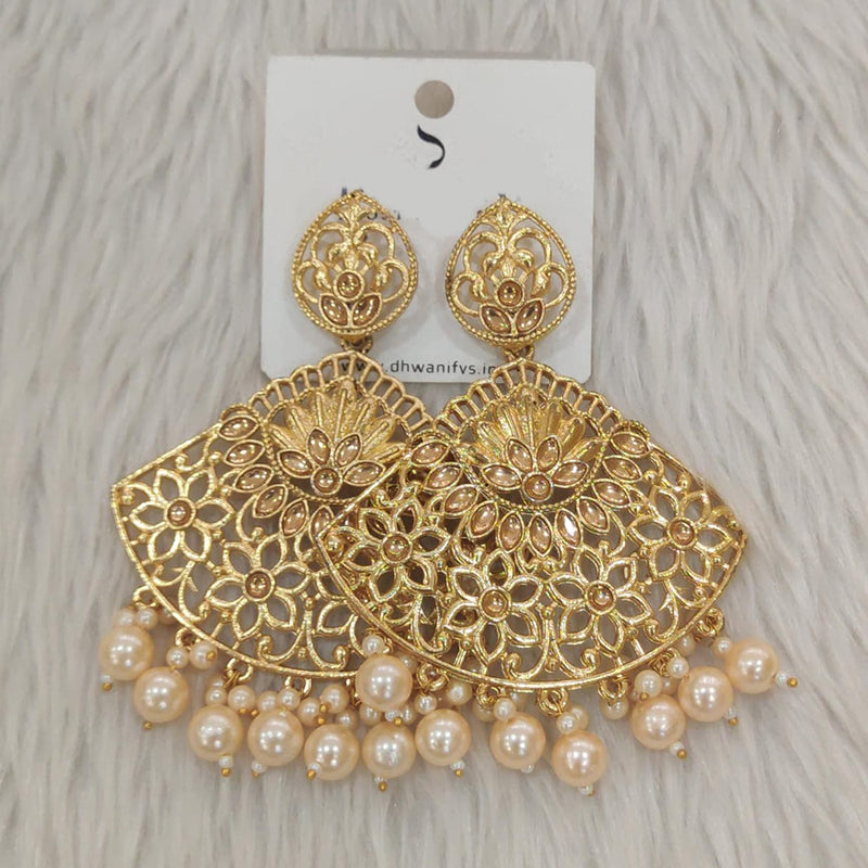 Dhwani Gold Plated Kundan Stone Dangler Earrings