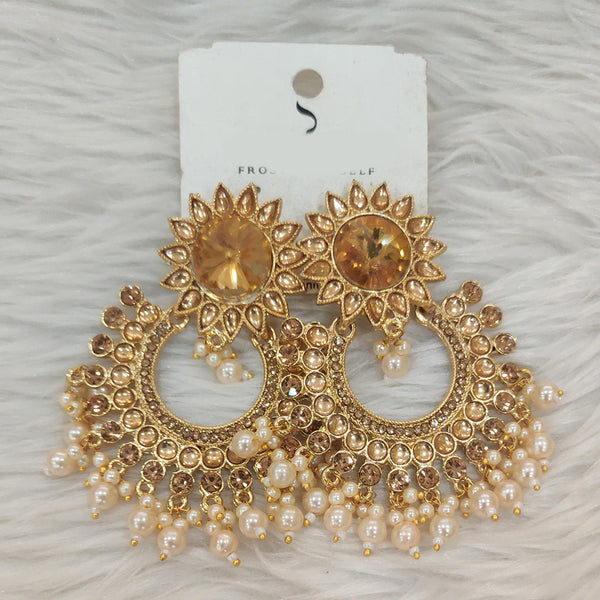 Dhwani Gold Plated Kundan Stone And Pearl Dangler Earrings