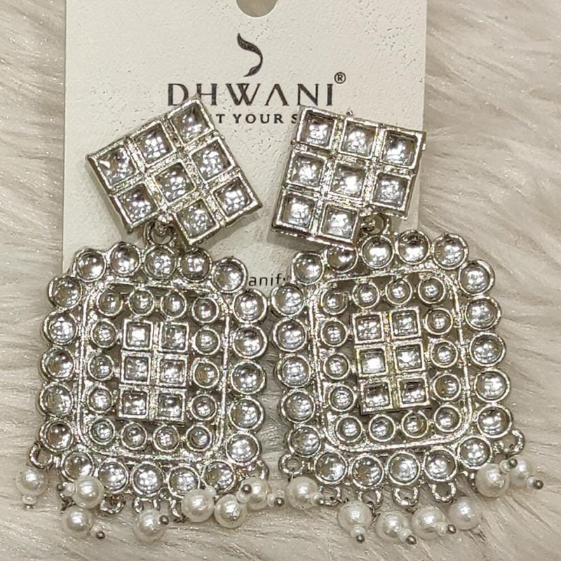 Dhwani Silver Plated Kundan Stone Dangler Earrings
