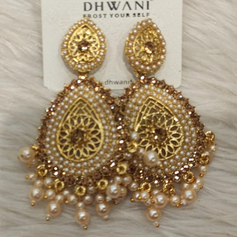 Dhwani Gold Plated Austrian Stone And Pearl Dangler Earrings