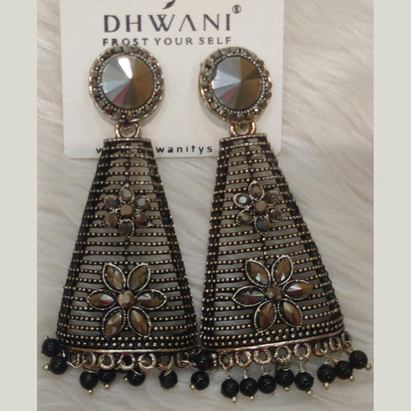 Dhwani Black Polish Crystal Stone Dangler Earrings