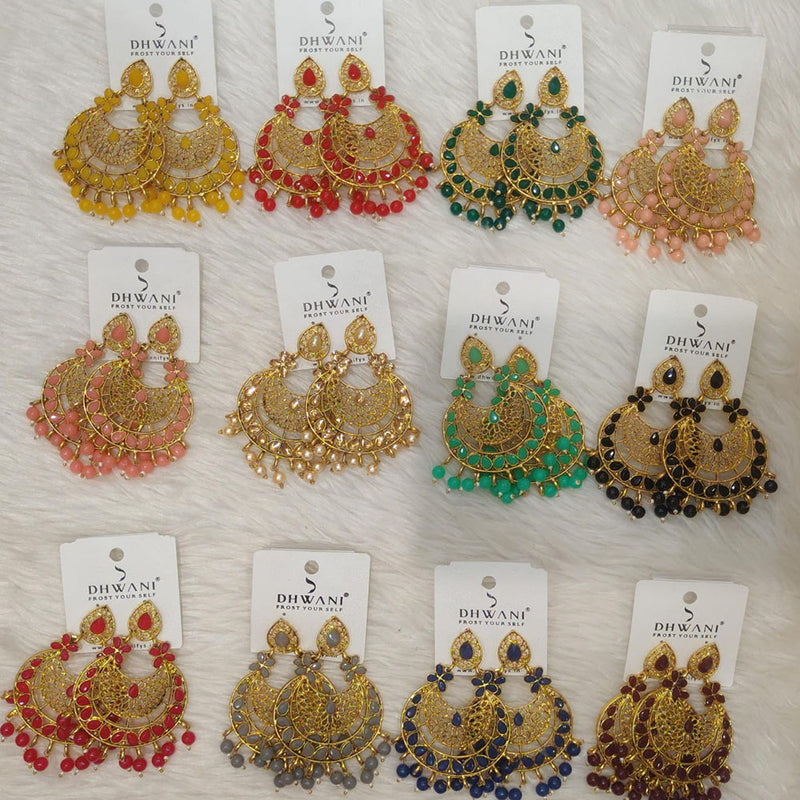 Dhwani Gold Plated Crystal Stone And Pearl Dangler Earrings (Assorted Color)