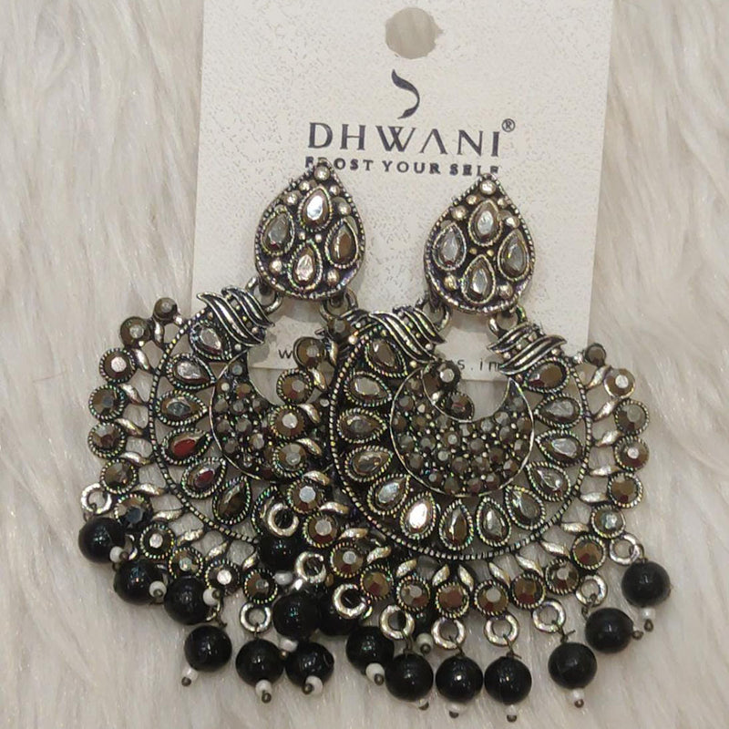 Dhwani Black Polish Kundan Stone Dangler Earrings