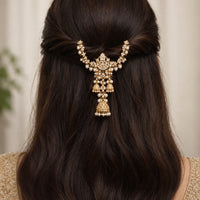 Js Fashion  Kundan Jewellery Design High Gold Polish Fancy Clustered Pearl Hair Accessories