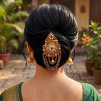 Js Fashion  High Gold Antique Kundan Juda Pin Hair Accessory