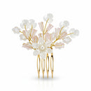 Js Fashion Pack of 1 Bridal Floral Hair Comb for Women | Pearl & Crystal Wedding Hair Accessory | Pink Flower Hair Pin for Bride & Bridesmaid | Elegant Party Wear Hair Jewelry Clip for Bun & Hairstyles